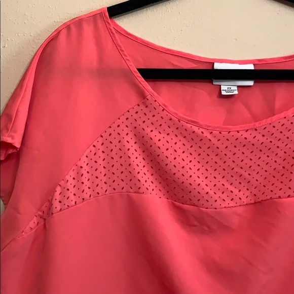 Ava & Viv 2X Coral Cap-sleeve Blouse - Picture 2 of 5